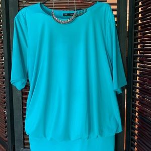 Lane Bryant turquoise blouse with band.